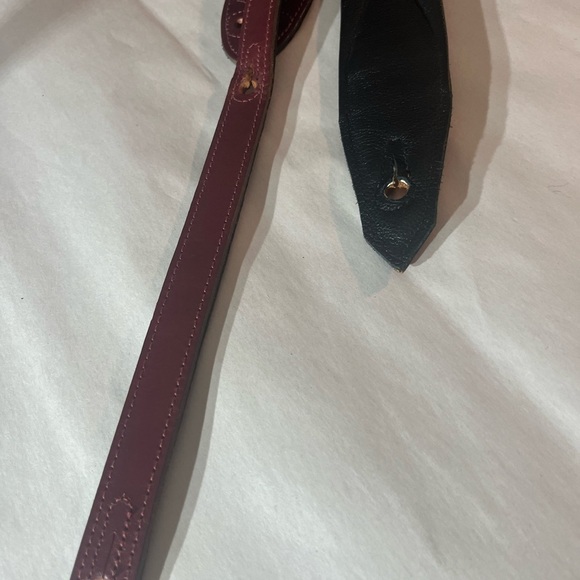 MSS80 2 Inch LEVY Guitar Strap Belt Leather Burgundy Black Music Band - Picture 13 of 16